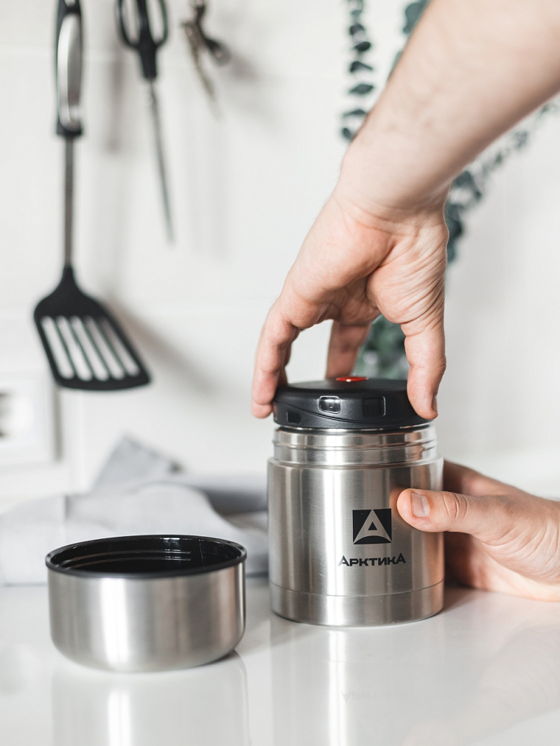 Термос 0.5л серии 301 для еды стальной с широким горлом - 6